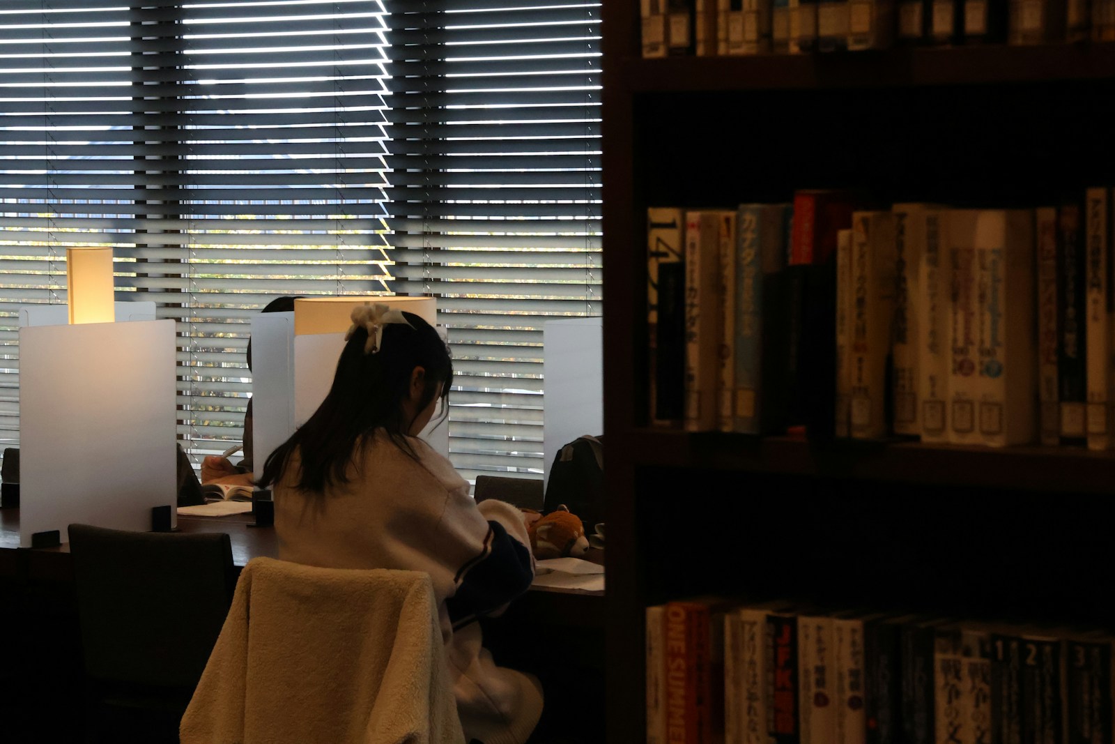 A woman sitting in a chair in front of a window, renters